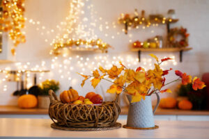fall decorations and holiday lights