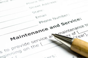 Maintenance and service contract with wooden pen